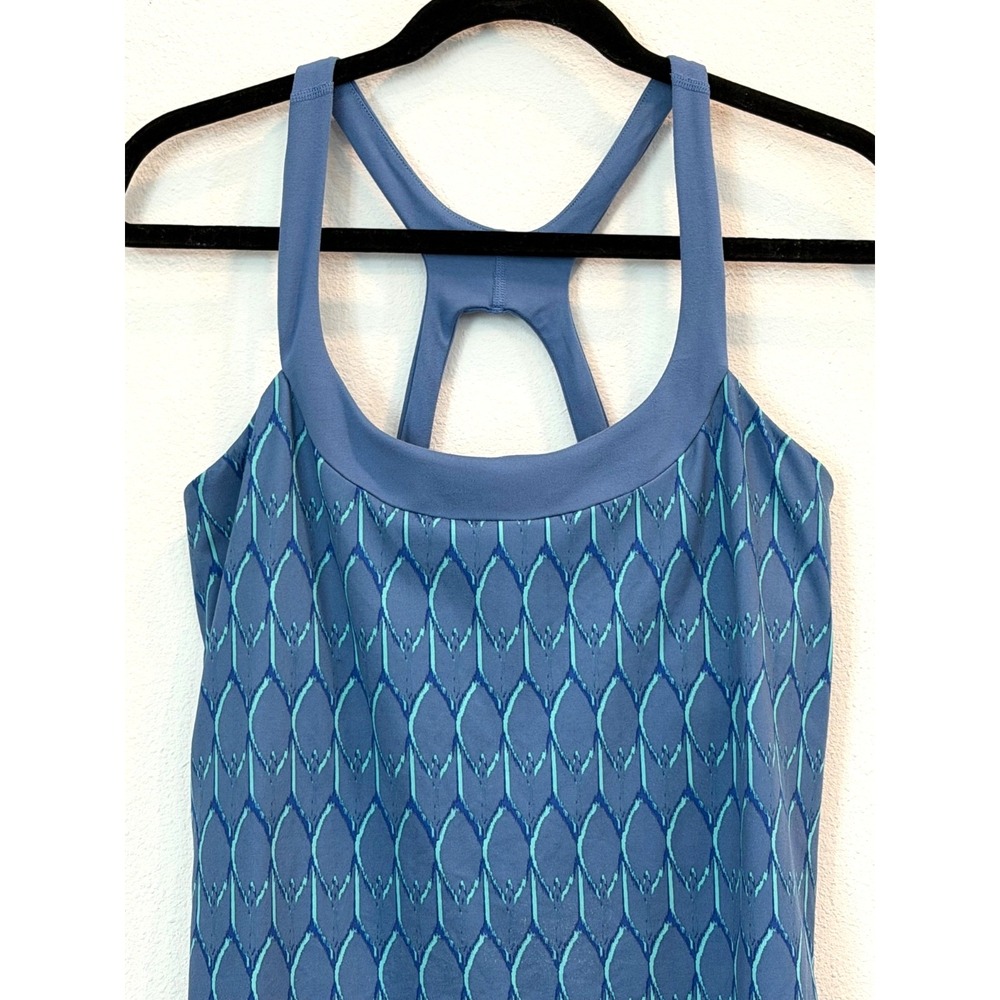 The North Face Tank Top Womens Size L Blue Geometric Built-In Bra Yoga Athletic - Picture 4 of 9